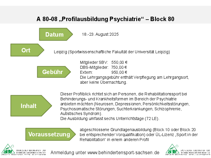 Freie Plätze Ausbildung A 80 - Psychiatrie