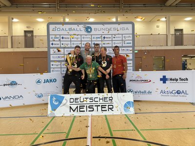 Der CBC feiert die Deutsche Meisterschaft im Goalball.  Foto: Annkathrin Denker