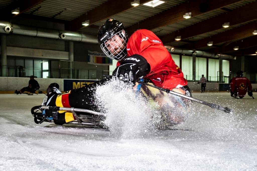 Para Eishockey Christian Pilz: entstanden in einem Lehrgang des DBS (Quelle Ralf Kuckuck)