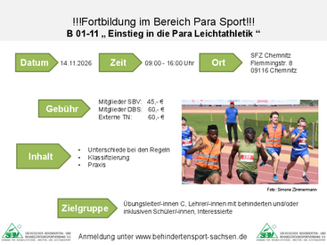 Werbung Fortbildung Einstieg in die Para Leichtathletik
