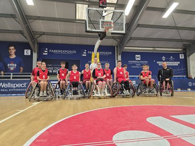 Team Thüringen/Sachsen bei der DMJ im Rollstuhlbasketball 2026. Foto: SBV