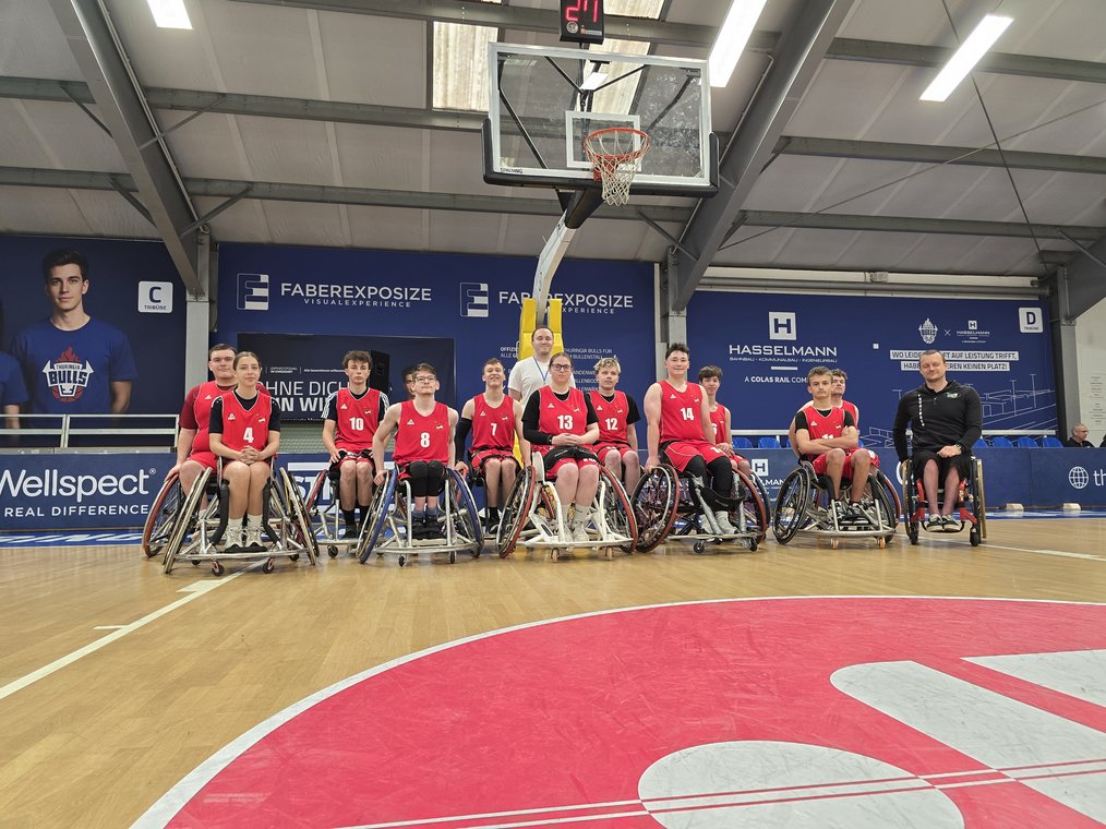 Team Thüringen/Sachsen bei der DMJ im Rollstuhlbasketball 2026. Foto: SBV