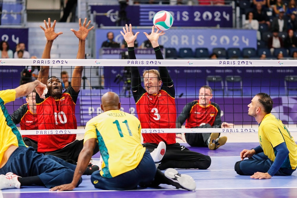 Sitzvolleyball: Francis Tonleu und Thomas Renger Foto: Florian Schwarzbach/DBS